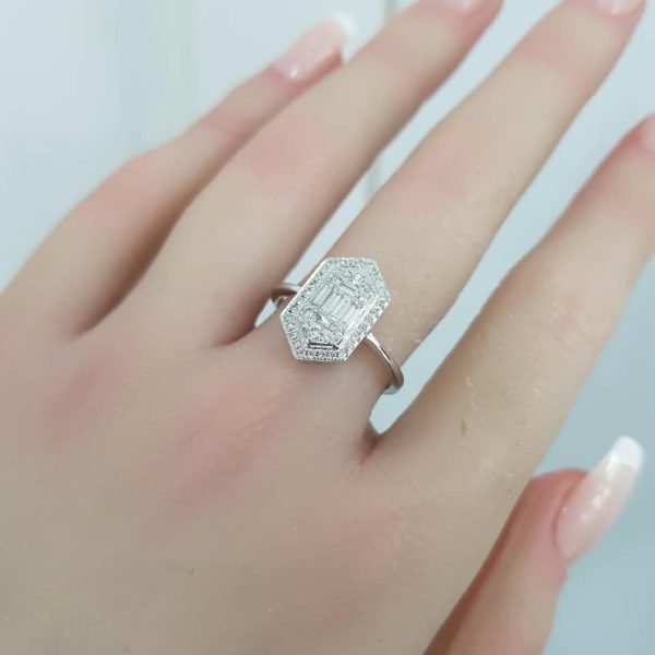 White Gold Diamond Ring - R7709