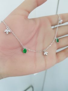 White Gold Diamond Choker with Natural Emeralds - P5571